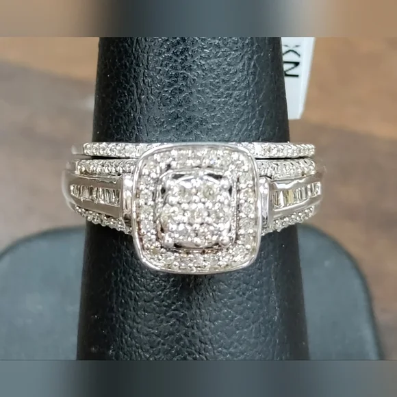 Diamond Wedding Ring Set | Size 7, 6.75 | 925 Sterling Silver | 0.51 ctw - Picture 2 of 16